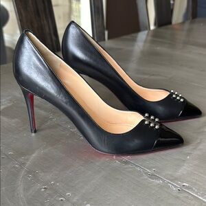Christian Louboutin predupump black 85mm stiletto sz 37 store display